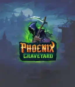 ELK Studios' Phoenix Graveyard game screen, showcasing the mystical graveyard and the legendary phoenix rising from the ashes. This image captures the slot's innovative expanding reels, coupled with its stunning symbols and supernatural theme. The design reflects the game's mythological story of resurrection, attractive for those fascinated by mythology.