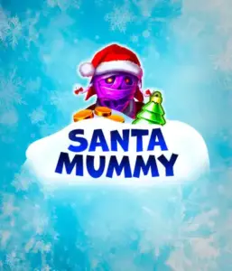  Discover the quirky "Santa Mummy" slot game by Belatra, highlighting a mummified Santa decked out in festive holiday attire. This vibrant image portrays the mummy with a vivid purple hue, wearing a Santa hat, against a backdrop of snowy blue and frosty snowflakes. The game's title, "Santa Mummy," is prominently displayed in large, cool blue letters.