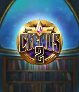 Explore the enchanting visuals of Cygnus 2 Slot by ELK Studios, featuring a stunning emblem with a bright color scheme. Set against a starlit library backdrop, this image conjures the essence of mystical exploration. 